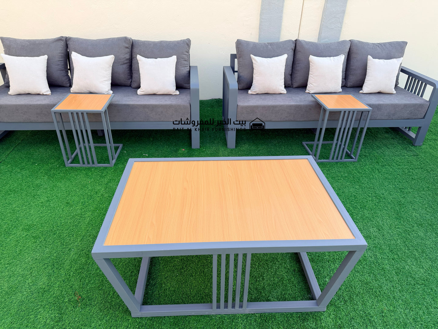 جلسة خارجية حديد حراري رملي 12 أشخاص مع 5 طاولات