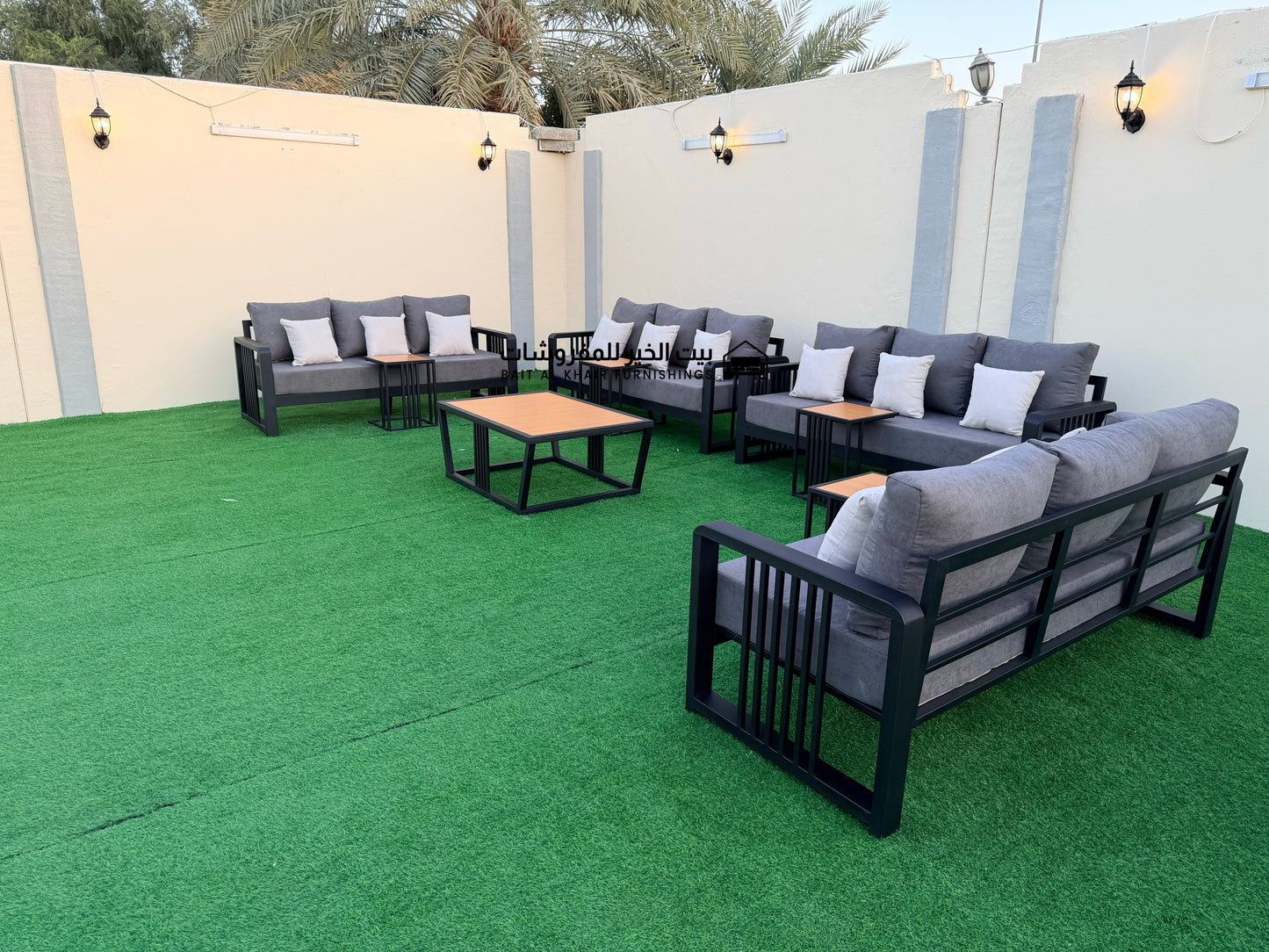 جلسة خارجية حديد حراري رملي 12 أشخاص مع 5 طاولات