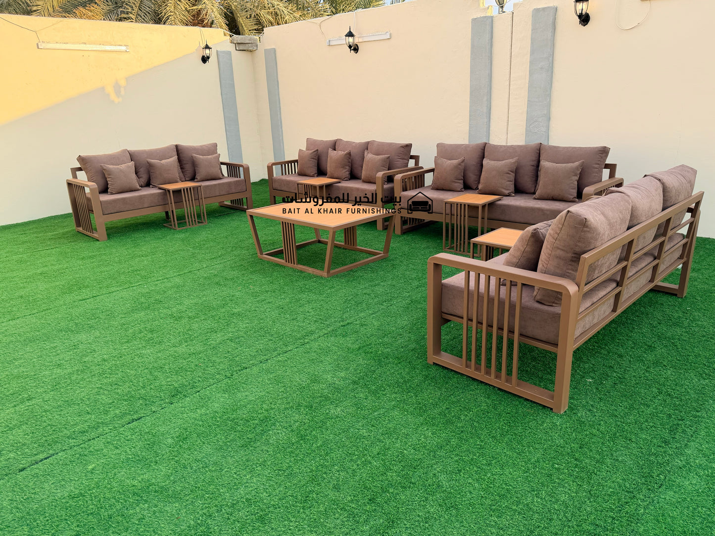 جلسة خارجية حديد حراري رملي 12 أشخاص مع 5 طاولات