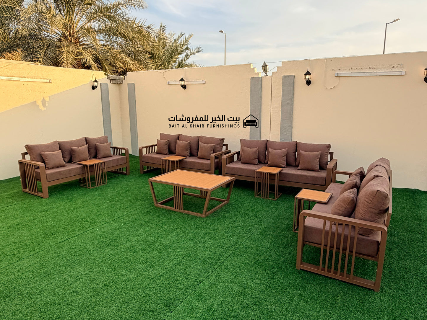 جلسة خارجية حديد حراري رملي 12 أشخاص مع 5 طاولات