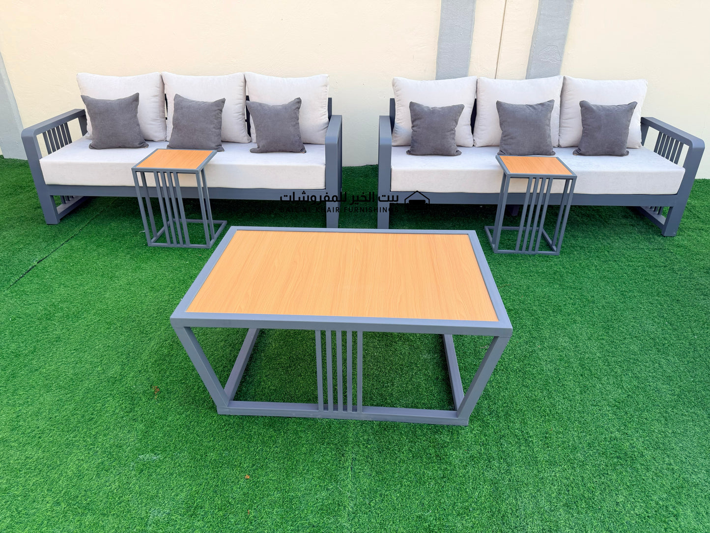 جلسة خارجية حديد حراري رملي 12 أشخاص مع 5 طاولات