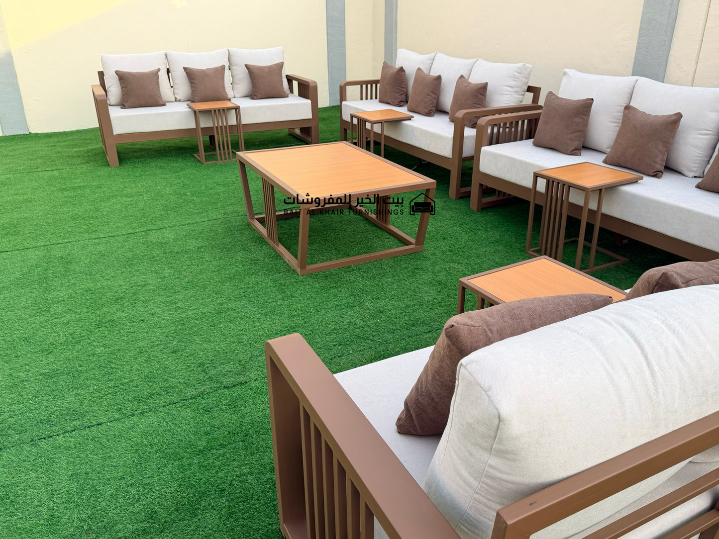 جلسة خارجية حديد حراري رملي 12 أشخاص مع 5 طاولات