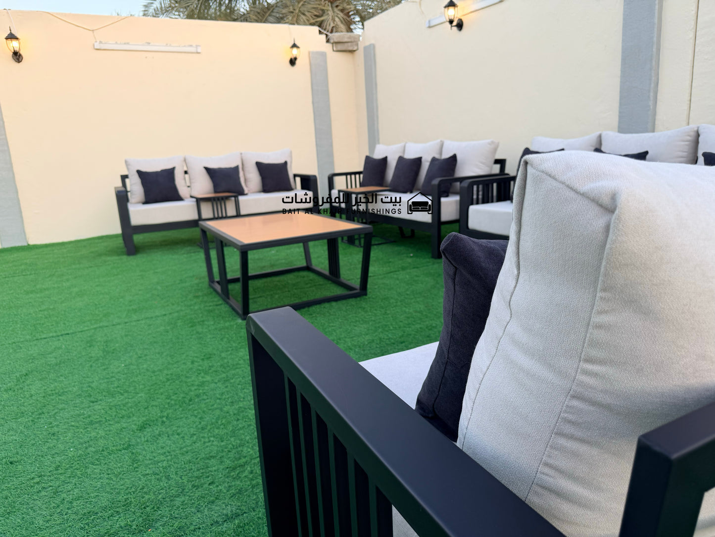 جلسة خارجية حديد حراري رملي 12 أشخاص مع 5 طاولات