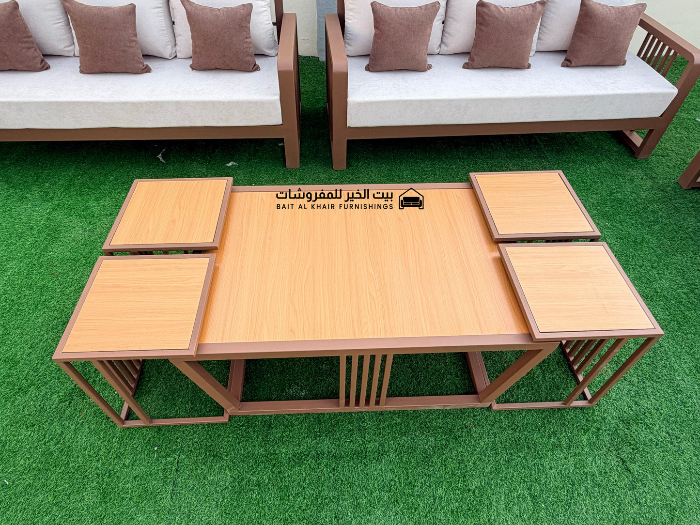 جلسة خارجية حديد حراري رملي 12 أشخاص مع 5 طاولات