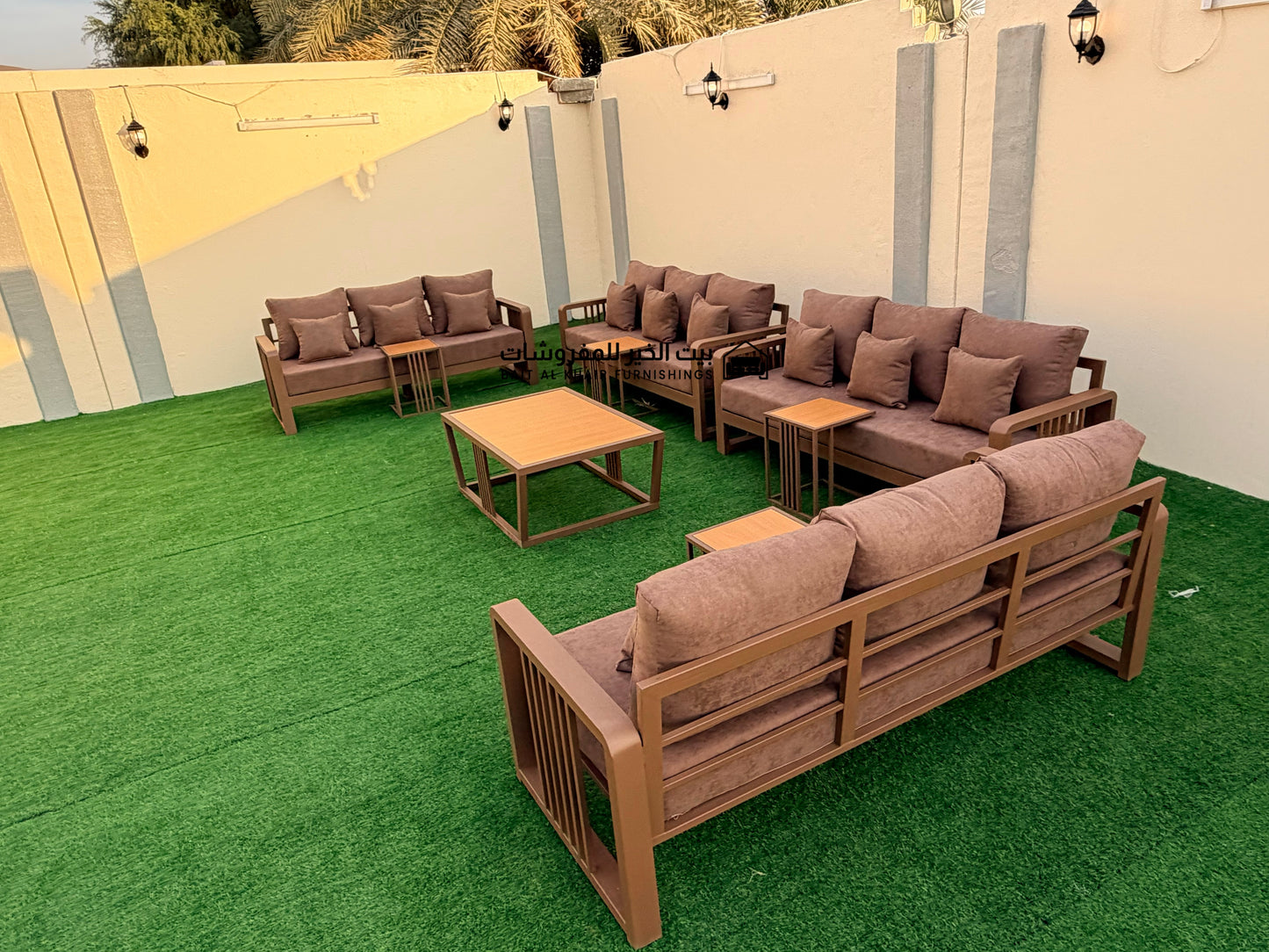 جلسة خارجية حديد حراري رملي 12 أشخاص مع 5 طاولات