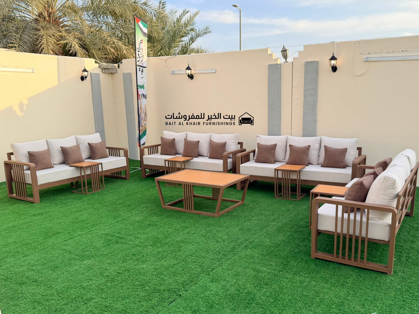 جلسة خارجية حديد حراري رملي 12 أشخاص مع 5 طاولات