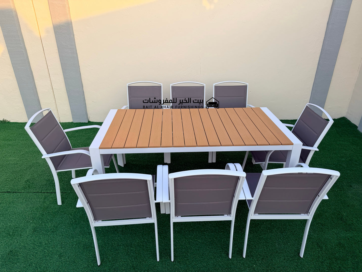 طاولة الطعام الخارجية من ألمنيوم ل8 أشخاص