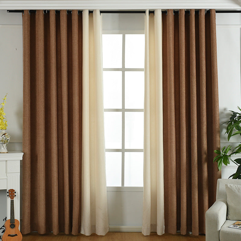 Factory direct stitching simple solid chenille curtain high shading curtain finished living room bedroom curtains